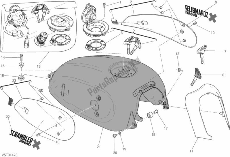 Wszystkie części do Zbiornik Paliwa Ducati Scrambler Desert Sled 803 2017